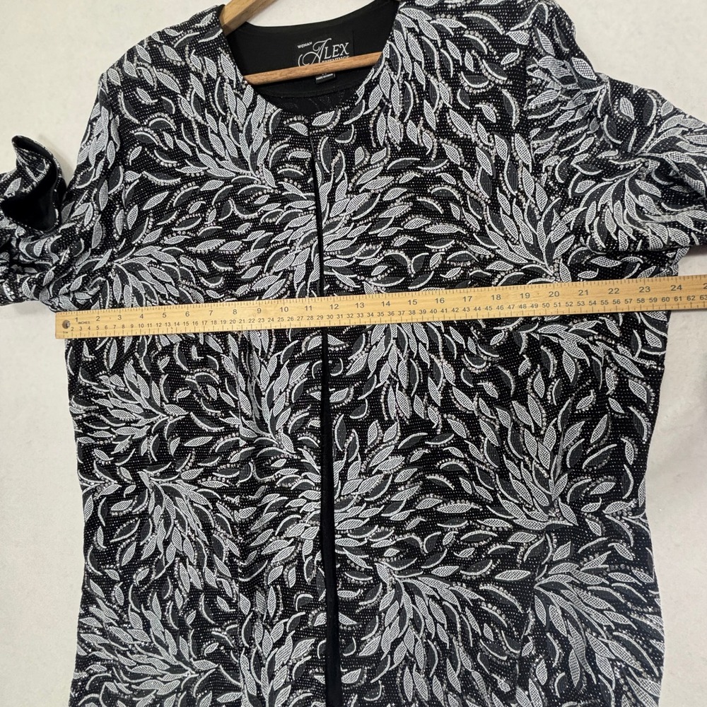 Alex Evenings Metallic Leaf Jacket Womens 2X Open Front Formal NWT - Picture 8 of 12